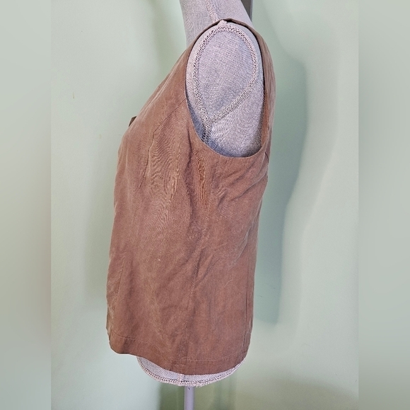 SOLILOQUY 100% silk button-up brown vest women's small - Picture 2 of 5